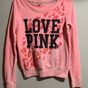 Pink Leopard Print Crewneck w/ pocket